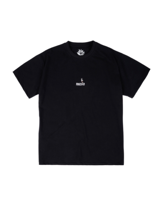 T-shirt noir en coton coupe ample empiècement brodé à l'avant