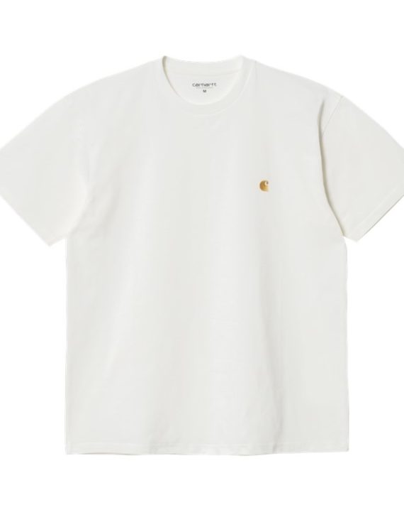 t-shirt blanc cassé avec logo de marque brodé à l'avant