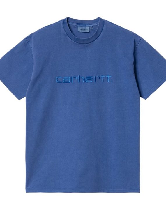 t-shirt manche courte couleur bleu, nom de marque brodé à l'avant