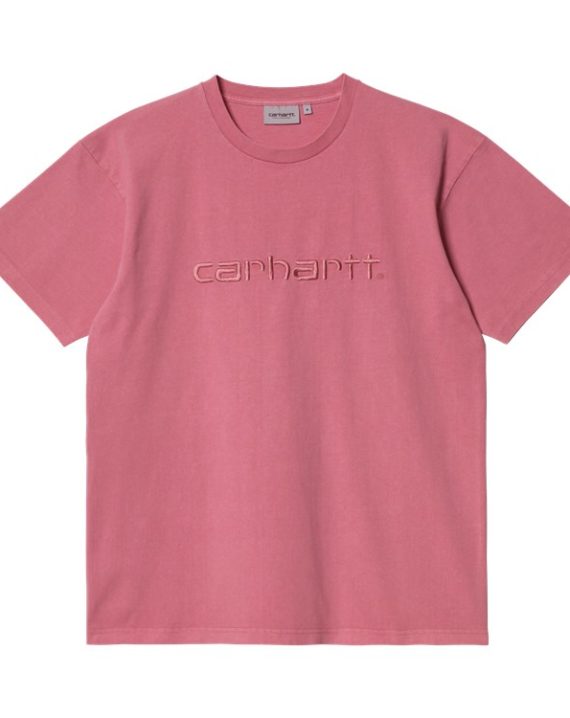 T-shirt à manche courte couleur rose, coupe ample, nom de